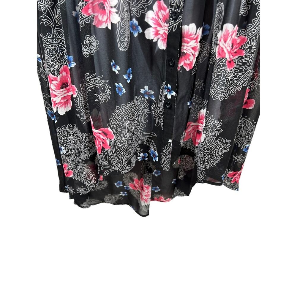 Torrid Black Floral Georgette Sheer Tunic Top High-Low Size 1 - Picture 9 of 15